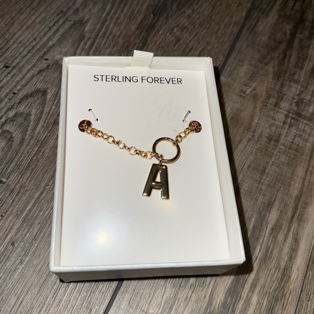 Sterling Forever Gold Initial Necklace “A” NIB